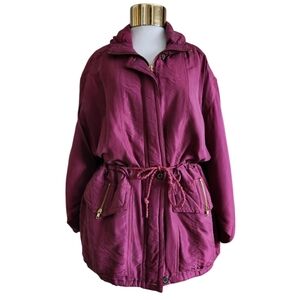 Vinda Vintage - Burgundy Silk Coat - Size S